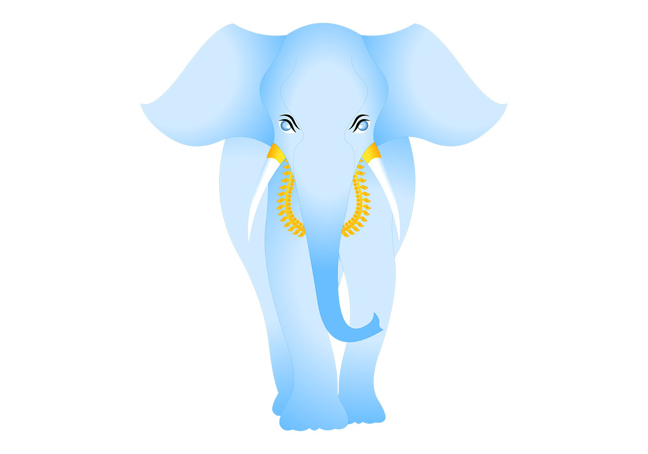Blue elephant, animal vector graphic. A stylized, light blue elephant vector graphic. Cartoon elephant, animal vector graphic. Fantasy animal vector graphic. Divine blue elephant vector graphic. Vector graphic with CC0 license, best for a variety of projects, including designs, animations, and more.