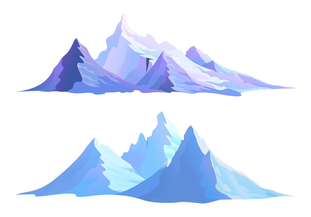 Blue hills, mountains vector graphic. Set of two beautiful blue mountain peaks vector graphic. Stunning blue mountains, hills vector graphic. Two beautiful, distinct mountain ranges vector graphic. Vector graphic with CC0 license, best for a variety of projects, including designs, animations, and more.