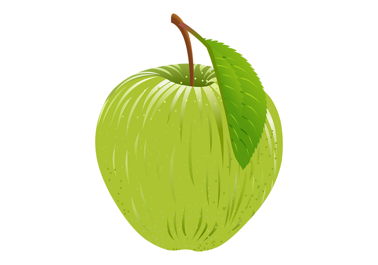 Green apple, fruit vector graphic. Stunning green apple with a leaf vector graphic. A single, vibrant green apple with a leaf vector graphic. Fruit with leaf vector graphic. Vector graphic with CC0 license, best for a variety of projects, including designs, animations, and more.