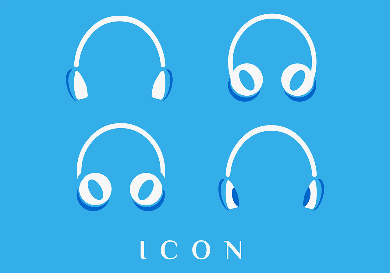 Headphone logo, icon vector graphic. Set of headphone icons vector graphic. Stunning, minimalist headphone logo vector graphic. White, modern earbud icon, logo vector graphic. Vector graphic with CC0 license, best for a variety of projects, including designs, animations, and more.