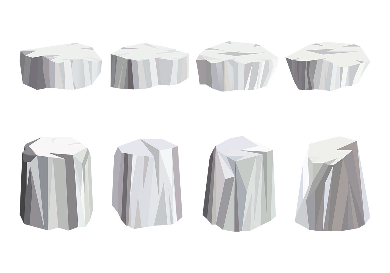 Marble rock, stone vector graphic. Set of white marble rocks, stones, boulders vector graphic. White marble rock vector graphic. Beautiful white rock with crystalline structures vector graphic. Vector graphic with CC0 license, best for a variety of projects, including designs, animations, and more.