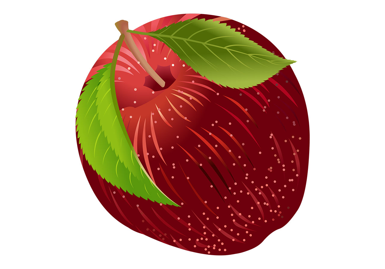 Red apple, fruit vector graphic. A red, ripe apple with green leaves vector graphic. Beautiful apple, fruit with two leaves vector graphic. Fruit with leaves vector graphic. Red apple with leaves vector graphic. Vector graphic with CC0 license, best for a variety of projects, including designs, animations, and more.