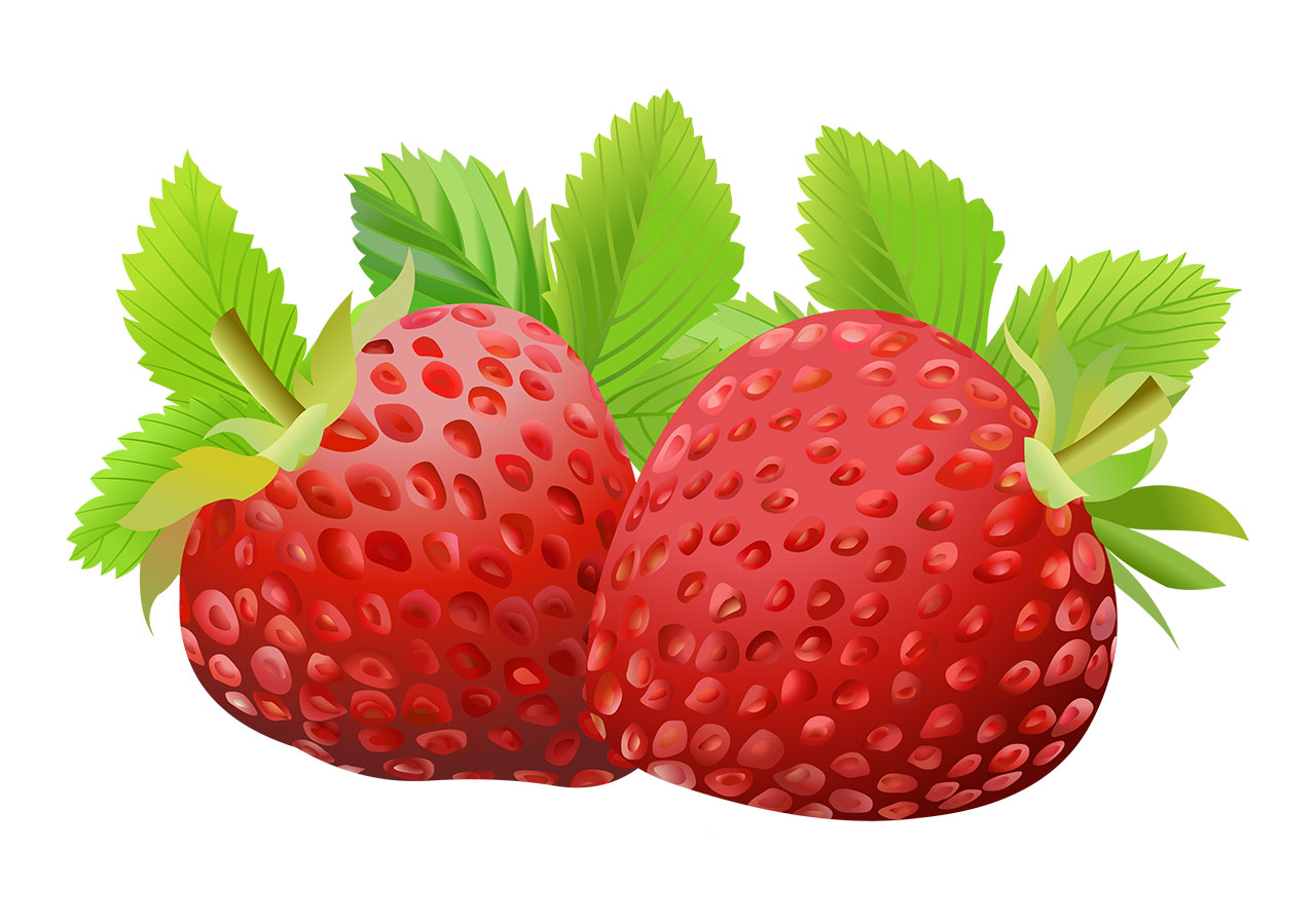 Strawberries with leaves vector graphic. Beautiful red, ripe strawberries, fruits with leaves vector graphic. Stunning fresh strawberries with lush green leaves vector graphic. Vector graphic with CC0 license, best for a variety of projects, including designs, animations, and more.
