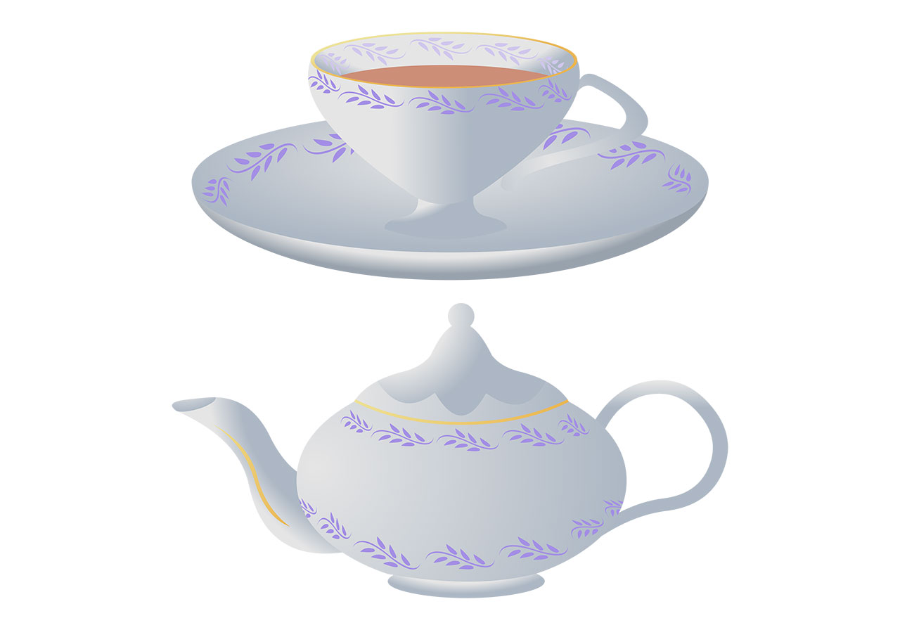 Tea cup set vector graphic. A teacup with a saucer and a teapot vector graphic. Tea in a cup with a saucer and a teapot vector graphic. Beautiful tea cup set design vector graphic. Vector graphic with CC0 license, best for a variety of projects, including designs, animations, and more.