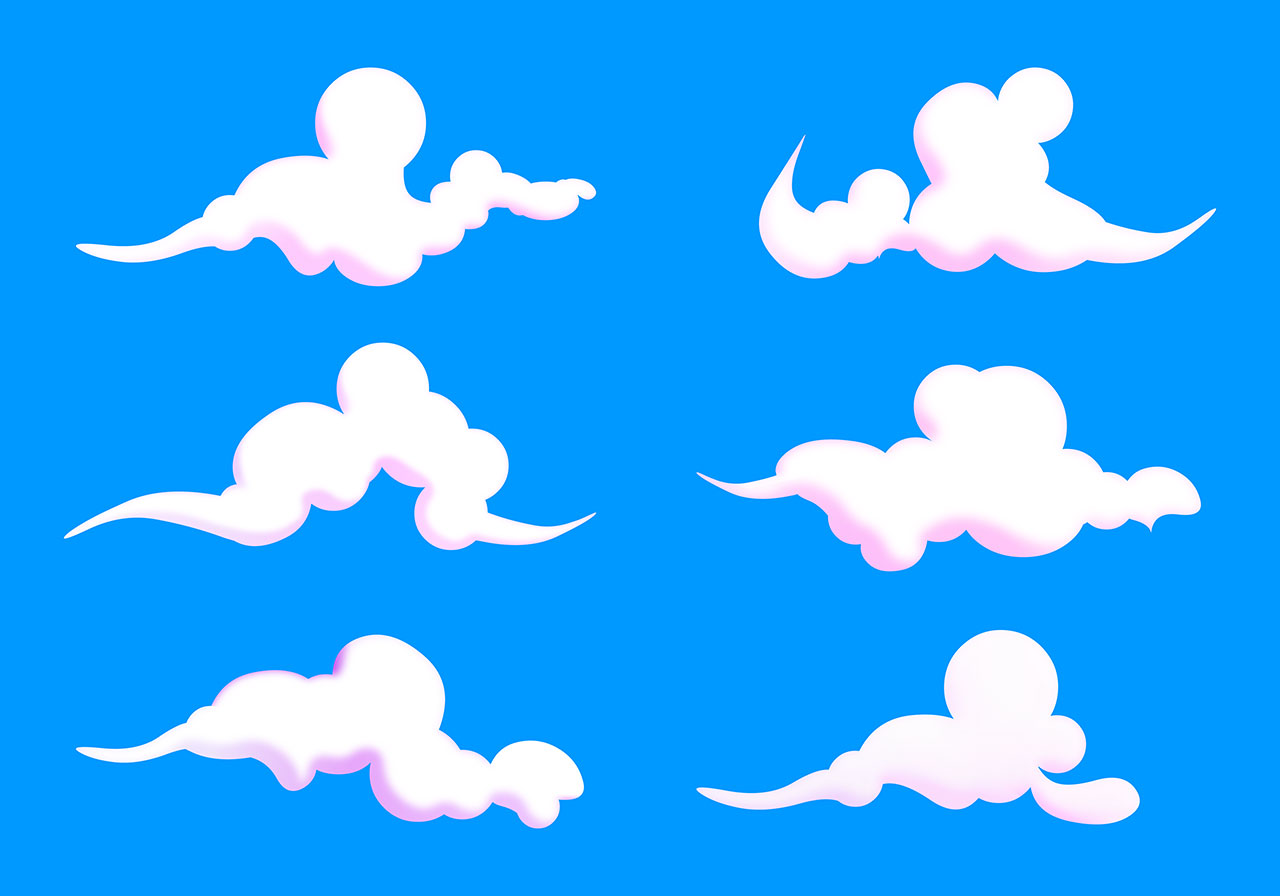 3d clouds, cloud vector graphic. Set of beautiful, white, 3d clouds vector graphic. A collection of six stylized 3d clouds vector graphics. Cartoon clouds vector graphic. Vector graphic with CC0 license, best for a variety of projects, including designs, animations, and more.
