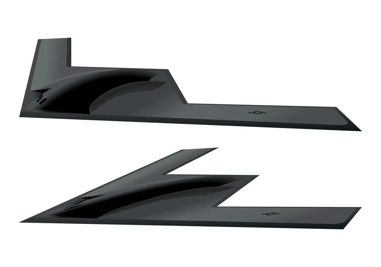 Aircraft, fighter jet vector graphic. New generation fighter jet vector graphic. Aeroplane, airplane, aircraft, plane, fighter jet, bomber vector graphic. Two distinct stealth bomber aircraft vector graphic. Vector graphic with CC0 license, best for a variety of projects, including designs, animations, and more.