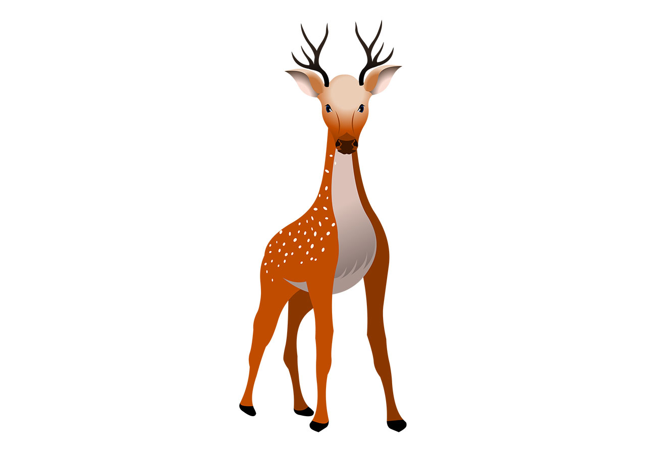 Animal, deer, antelope vector graphic. A beautiful cartoon deer vector graphic. A stylized, cartoon-like representation of a deer vector graphic. A standing deer, antelope wildlife animal vector graphic. Vector graphic with CC0 license, best for a variety of projects, including designs, animations, and more.