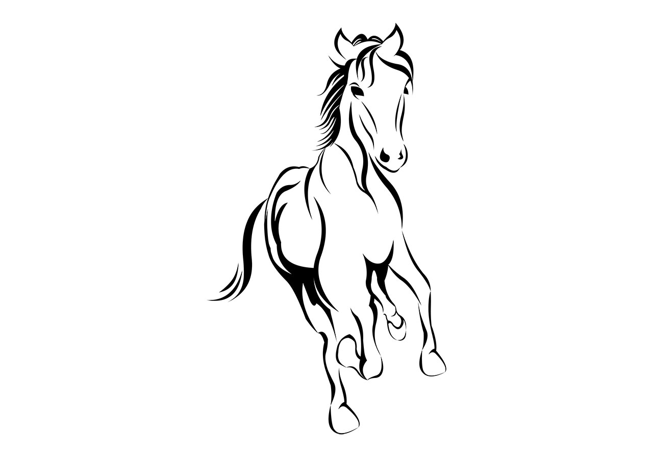 Animal, galloping horse vector graphic. Horse line art vector graphic. Galloping horse clip art vector graphic. Black and white horse vector graphic. Vector graphic with CC0 license, best for a variety of projects, including designs, animations, and more.