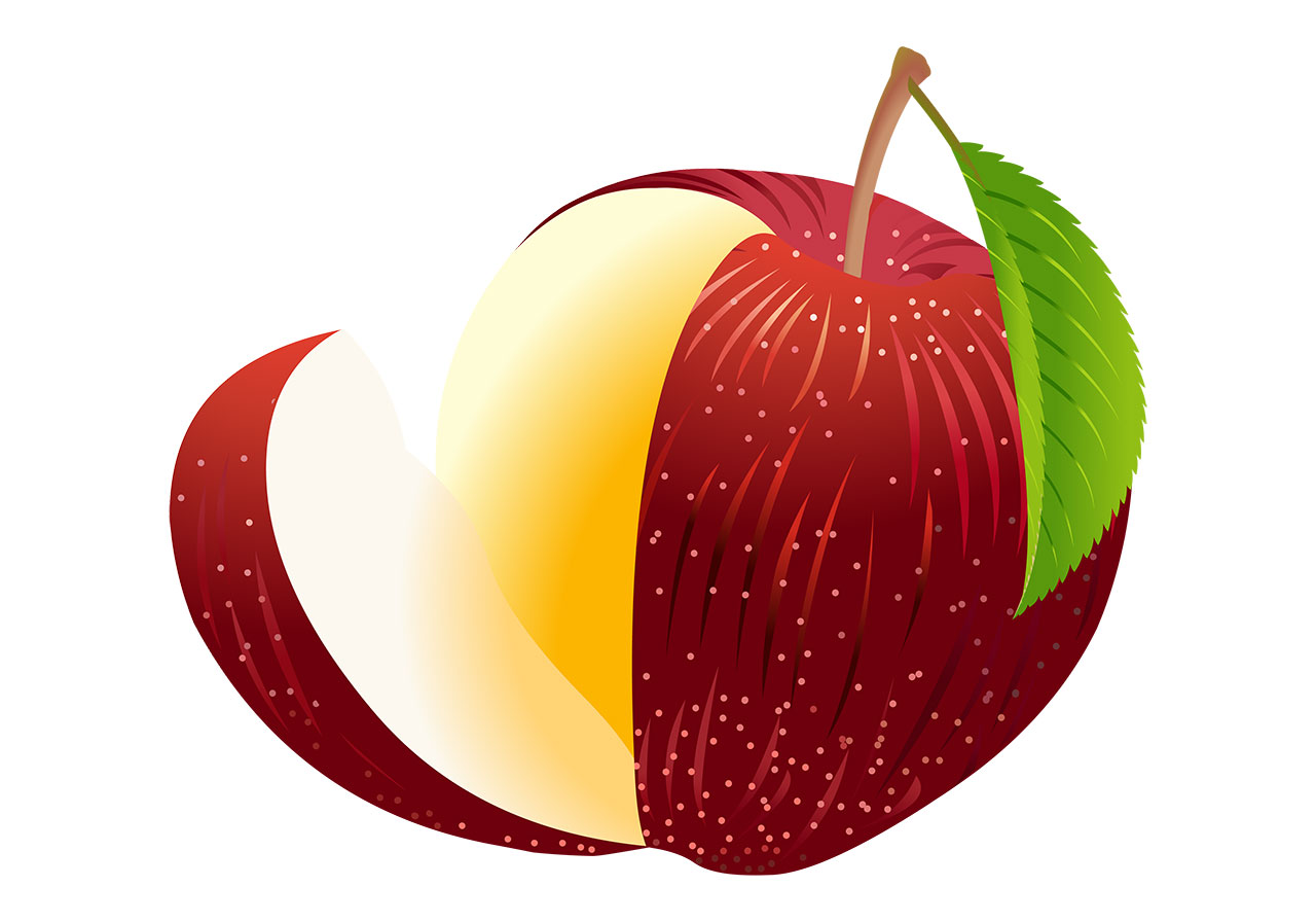 Apple, fruit, ripe vector graphic. Stunning ripe, red apple with leaves vector graphic. Beautiful fruit with leaf vector graphic. A single red apple with a leaf that has been cut open, revealing its inner structure, vector graphic. Vector graphic with CC0 license, best for a variety of projects, including designs, animations, and more.