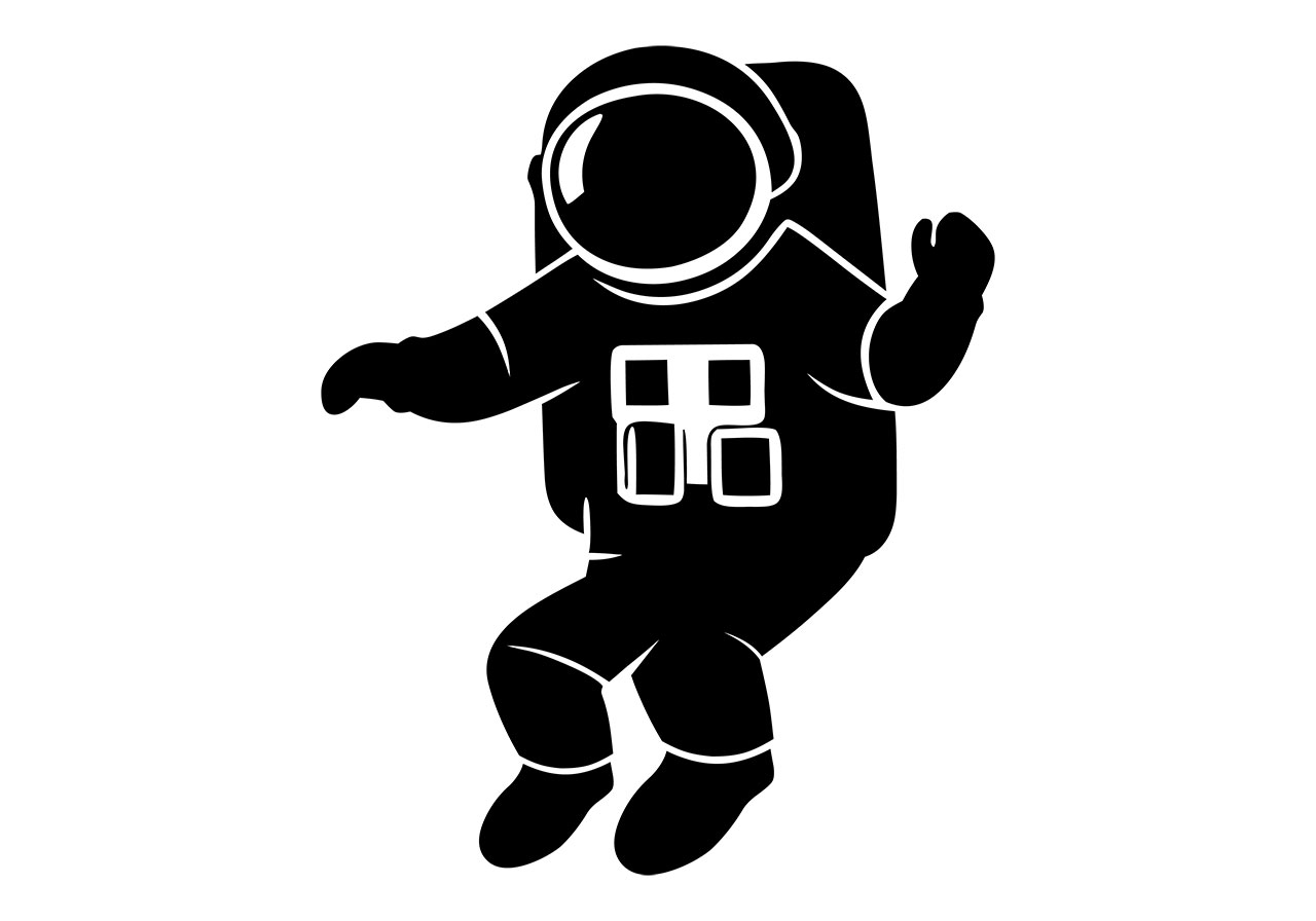 Astronaut line art vector graphic. Floating astronaut clip art, line art vector graphic. Black and white clip art of a floating astronaut vector graphic. Astronaut vector graphic. Vector graphic with CC0 license, best for a variety of projects, including designs, animations, and more.