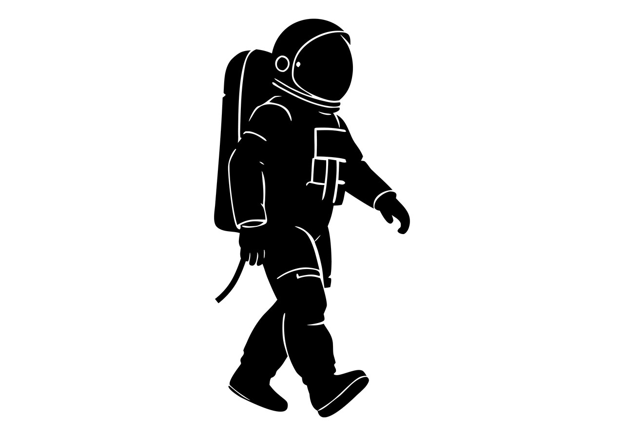 Astronaut, space suit vector graphic. Astronaut clip art vector graphic. Astronaut line art vector graphic. Black and white astronaut vector graphic. Vector graphic with CC0 license, best for a variety of projects, including designs, animations, and more.
