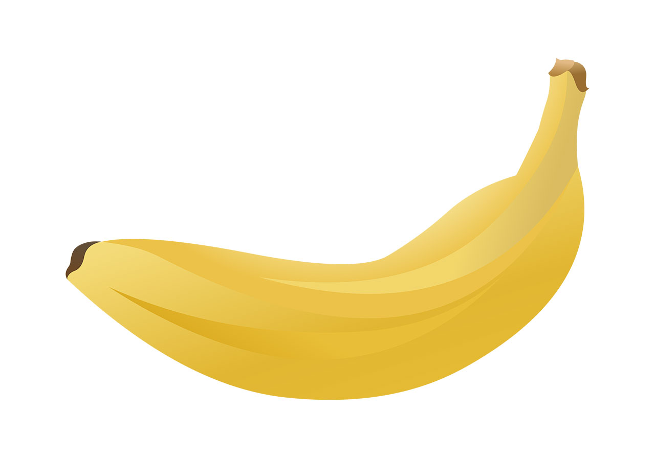 Banana, ripe, fruit vector graphic. A beautiful yellow ripe banana vector graphic. A single banana vector graphic. Beautiful fruit vector graphic. Vector graphic with CC0 license, best for a variety of projects, including designs, animations, and more.