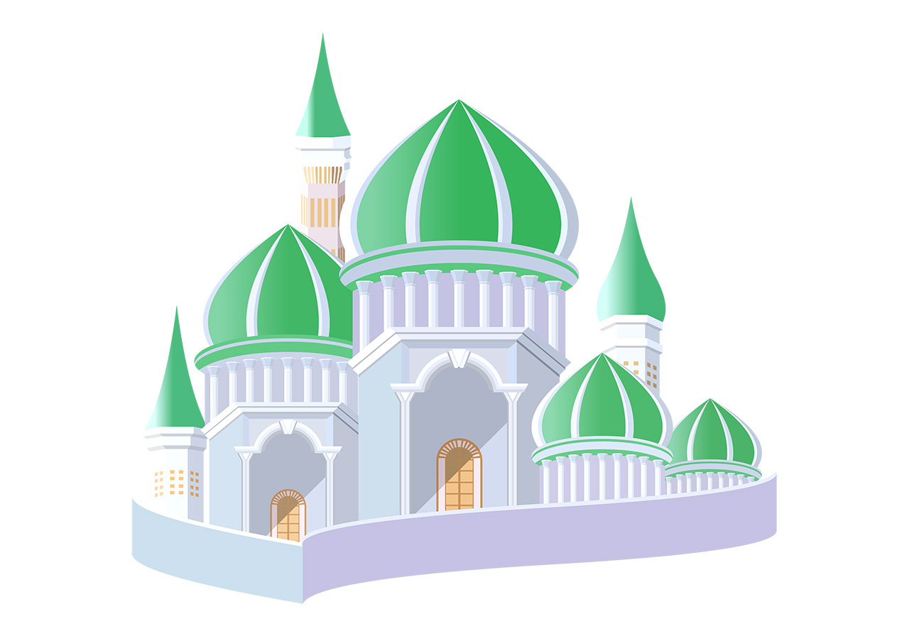 Castle, temple, fort vector graphic. Beautiful fairytale castle vector graphic. A stylized, fantastical architectural structure with Middle Eastern influence, vector graphic. A palace or a grand temple vector graphic. Vector graphic with CC0 license, best for a variety of projects, including designs, animations, and more.