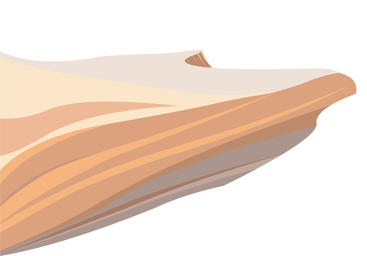 Cliff, mountain, rock vector graphic. A stylized representation of a cliff, specifically the crest and slope of a large sandstone mountain vector graphic. Vector graphic with CC0 license, best for a variety of projects, including designs, animations, and more.