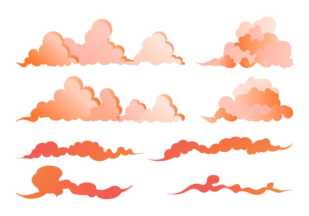 Cloudy, clouds, sky vector graphic. Brown clouds vector graphic. Set of 2d brown clouds vector graphic. A collection of stylized clouds vector graphics. Vector graphic with CC0 license, best for a variety of projects, including designs, animations, and more.