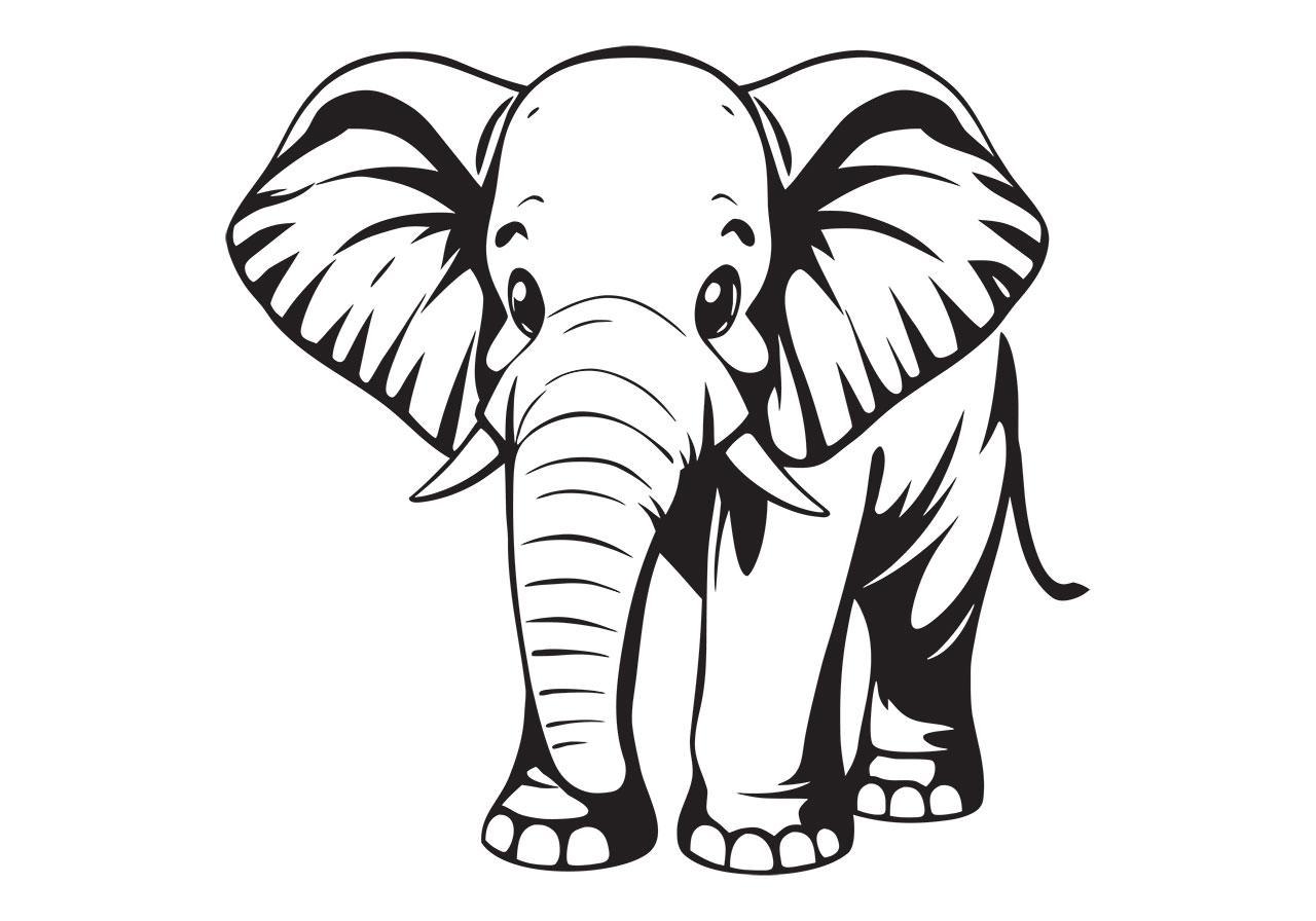 Cute elephant, animal vector graphic. Cute elephant line art vector graphic. Black and white cute baby elephant clip art vector graphic. Beautiful animal, elephant vector graphic. Vector graphic with CC0 license, best for a variety of projects, including designs, animations, and more.