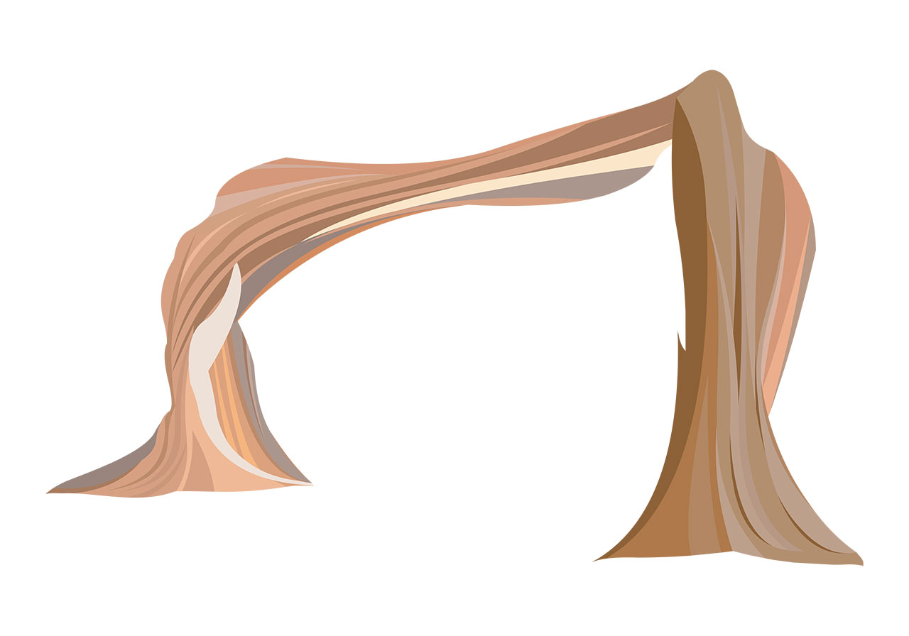 Desert rock, sandstone vector graphic. Beautiful brown sandstone rock vector graphic. Organic desert rock caused by erosion in an arching structure vector graphic. Vector graphic with CC0 license, best for a variety of projects, including designs, animations, and more.