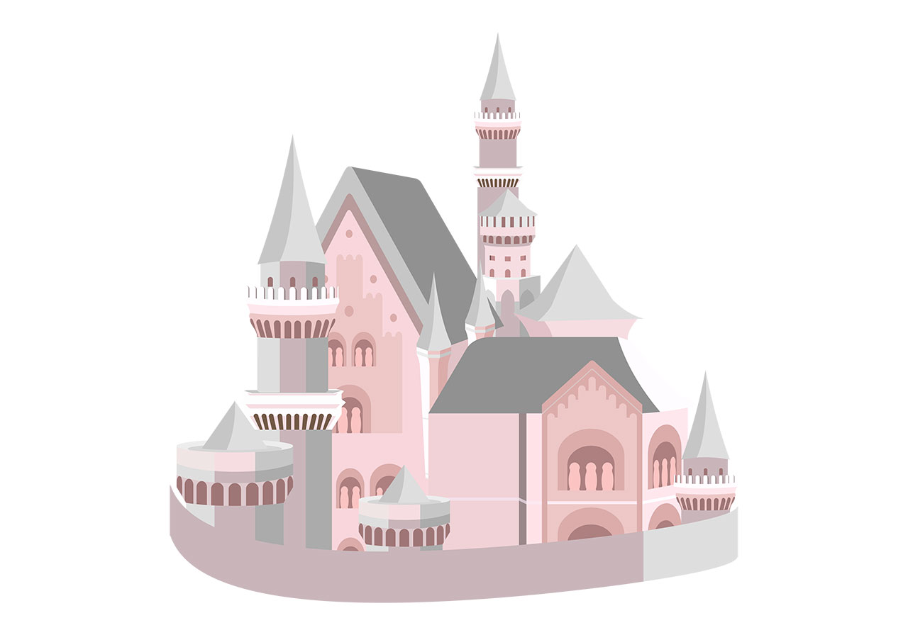 Fairytale castle, palace vector graphic. Beautiful castle, fort vector graphic. Stunning pink fairytale castle, temple vector graphic. Cartoon fort, palace vector graphic. Vector graphic with CC0 license, best for a variety of projects, including designs, animations, and more.