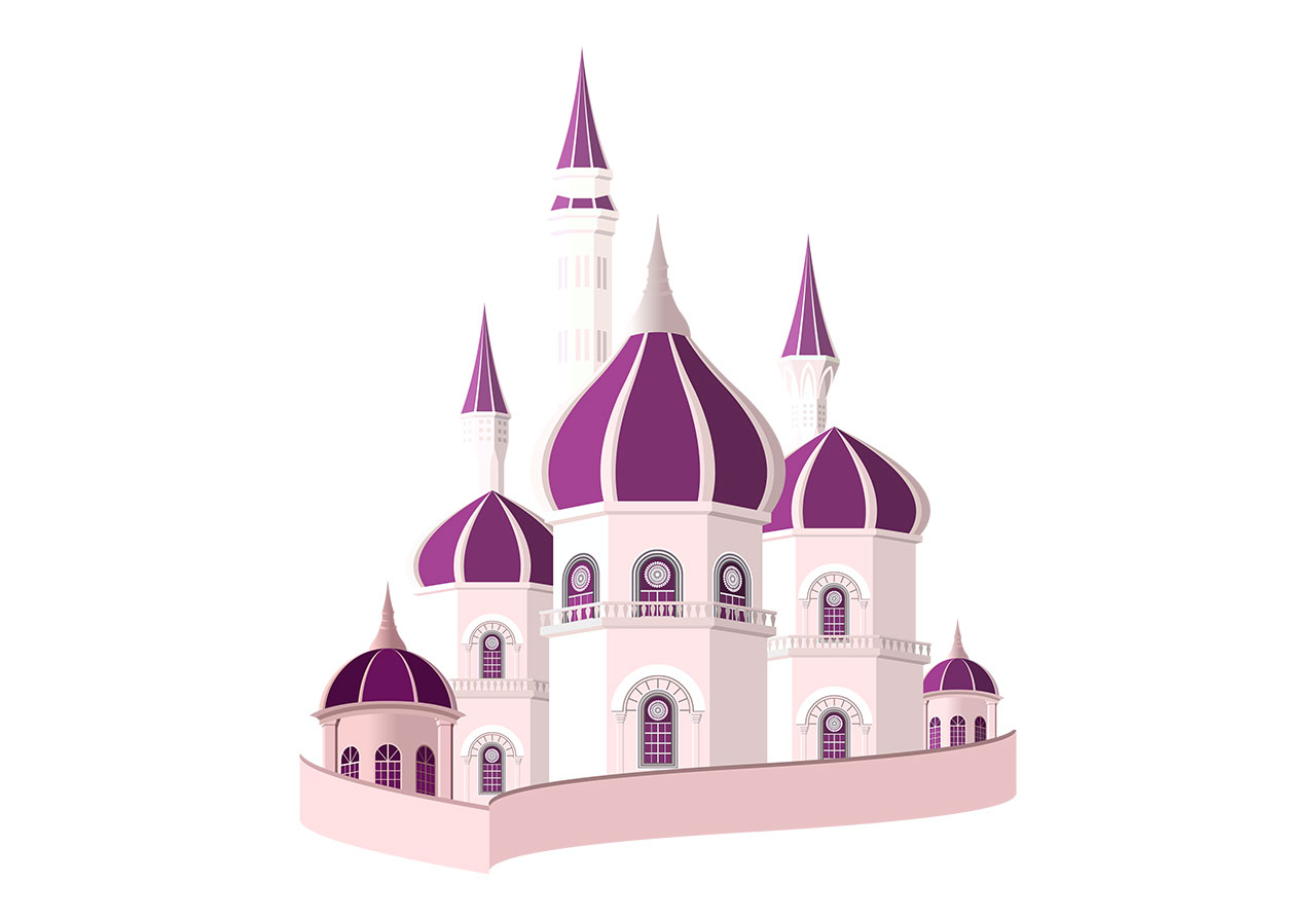 Fort, Castle, Temple vector graphic. Beautiful fairytale castle, fort, temple vector graphic. Cartoon castle vector graphic. Stunning palace vector graphic. A multi-tiered building characterized by numerous domes and spires vector graphic. Vector graphic with CC0 license, best for a variety of projects, including designs, animations, and more.