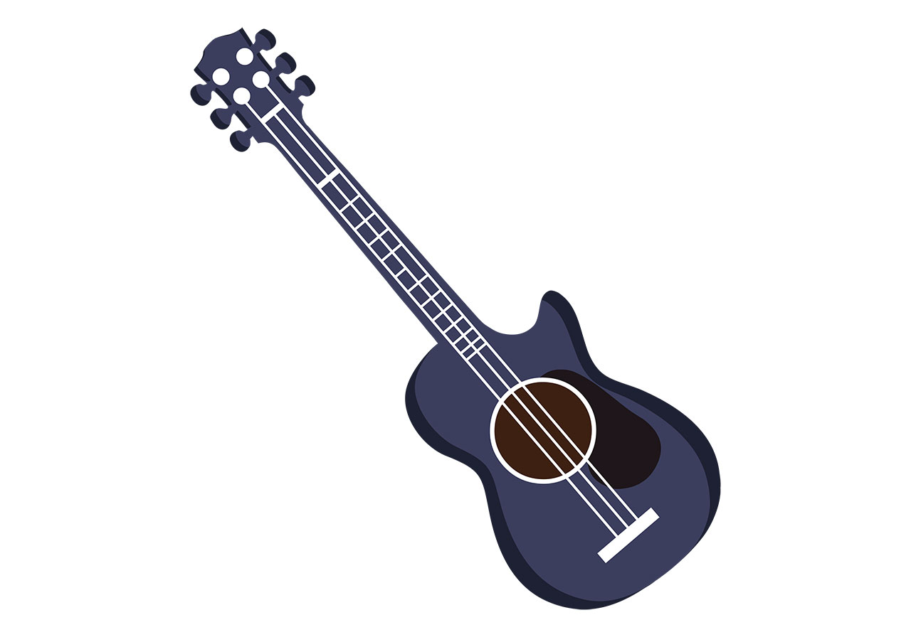 Guitar, musical instrument vector graphic. A stylized, digitally rendered illustration of a bass guitar vector graphic. Beautiful yet simple guitar design vector graphic. Vector graphic with CC0 license, best for a variety of projects, including designs, animations, and more.