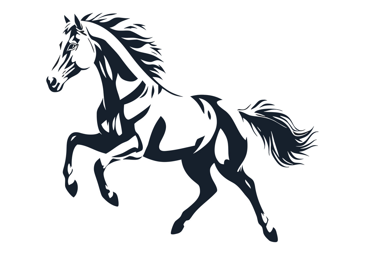 Horse clip art vector graphic. A galloping clip art vector graphic. Black and white horse line art vector graphic. A powerful and dynamic horse line art vector graphic. Vector graphic with CC0 license, best for a variety of projects, including designs, animations, and more.