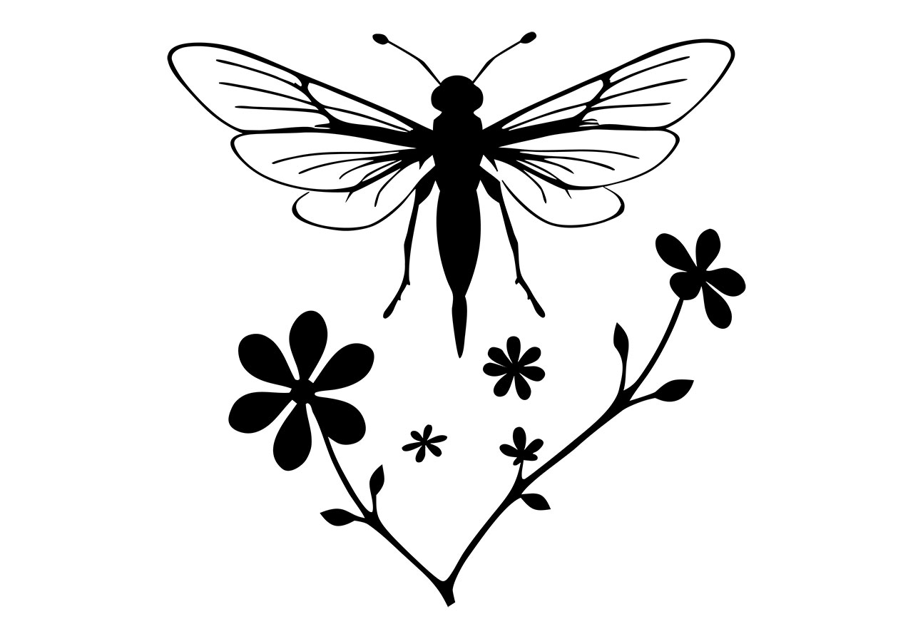 Insect clip art vector graphic. A stylized, silhouetted insect, dragonfly, damselfly vector graphic. Black and white insect line art, clip art vector graphic. Animal clip art vector graphic. Vector graphic with CC0 license, best for a variety of projects, including designs, animations, and more.