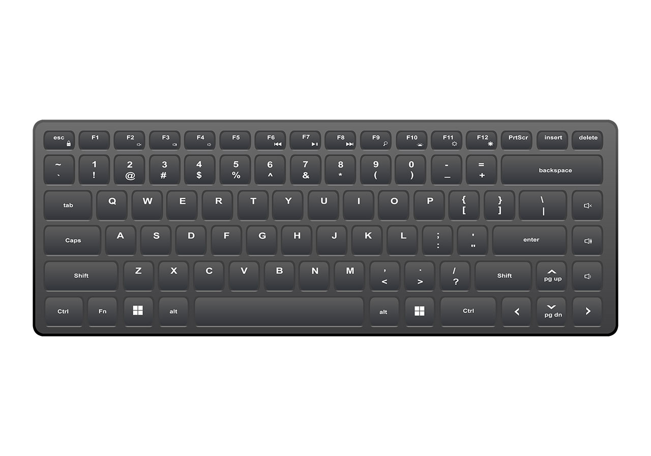 Keyboard, Apple keyboard vector graphic. Beautiful black computer keyboard vector graphic. A sleek, dark grey, compact computer keyboard vector graphic. Vector graphic with CC0 license, best for a variety of projects, including designs, animations, and more.
