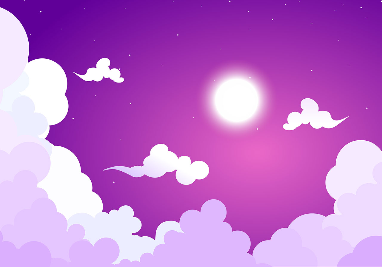 Moonlit night, clouds vector graphic. Beautiful clouds on a moonlit night vector graphic. Several stylized clouds and a bright, luminous full moon vector graphic. Clouds, moon in the night sky vector graphic. Vector graphic with CC0 license, best for a variety of projects, including designs, animations, and more.