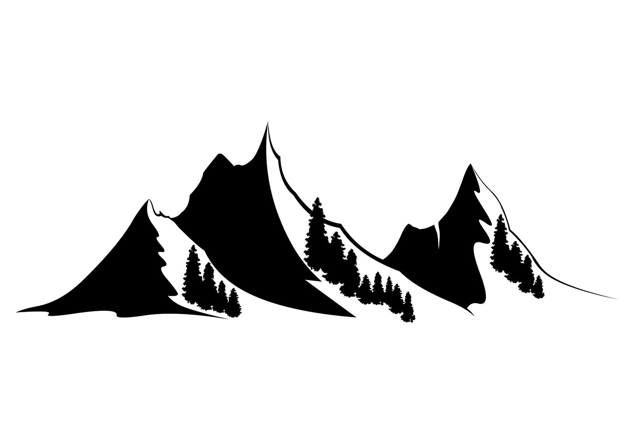 Mountain clip art vector graphic. Beautiful line art, clip art of a mountain vector graphic. Black and white mountain, hill, peak line art vector graphic. Vector graphic with CC0 license, best for a variety of projects, including designs, animations, and more.