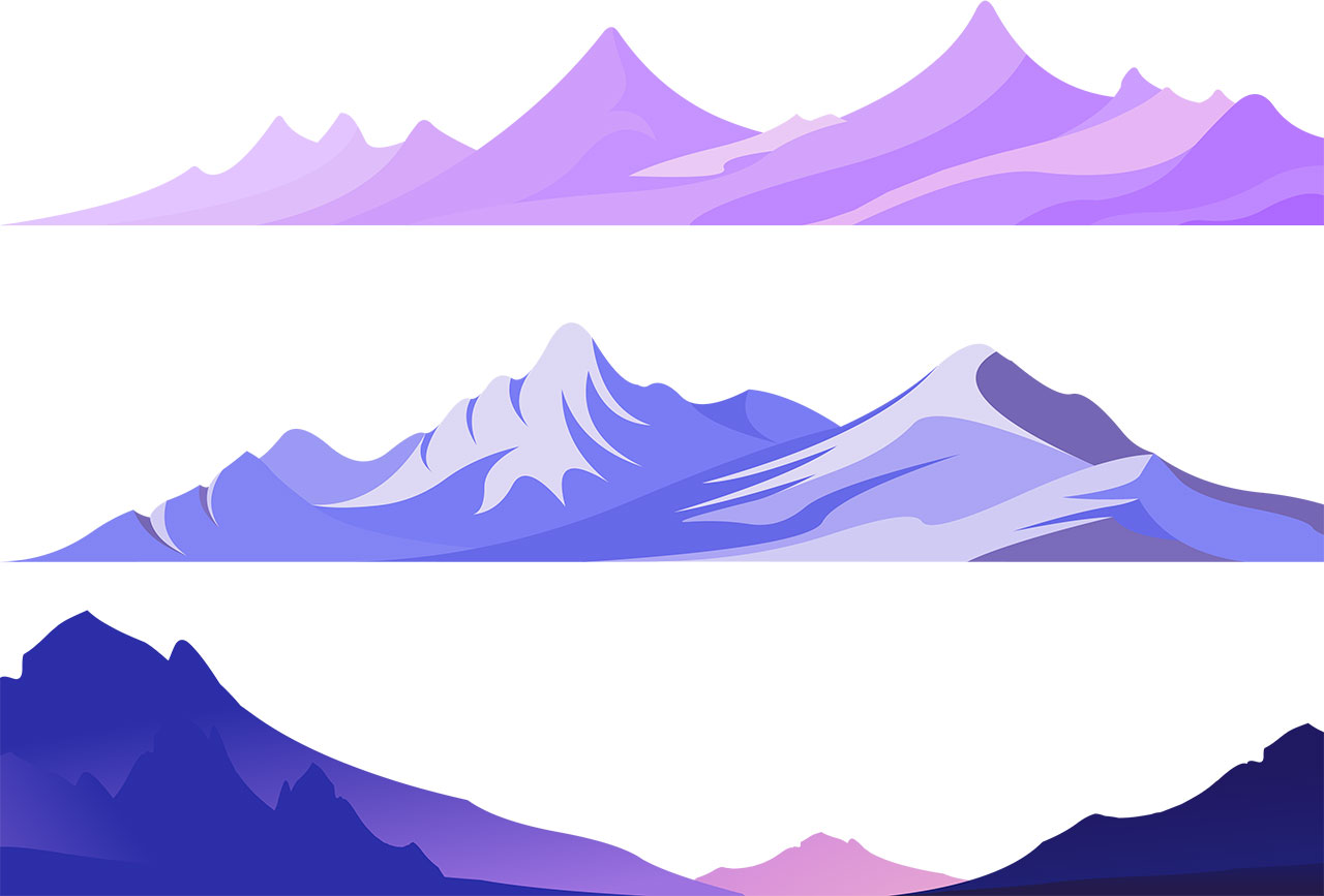 Mountain, hill, peak vector graphic. A set of mountain ranges vector graphics. Set of snowy mountains, peaks, hills vector graphic. Vector graphic with CC0 license, best for a variety of projects, including designs, animations, and more.