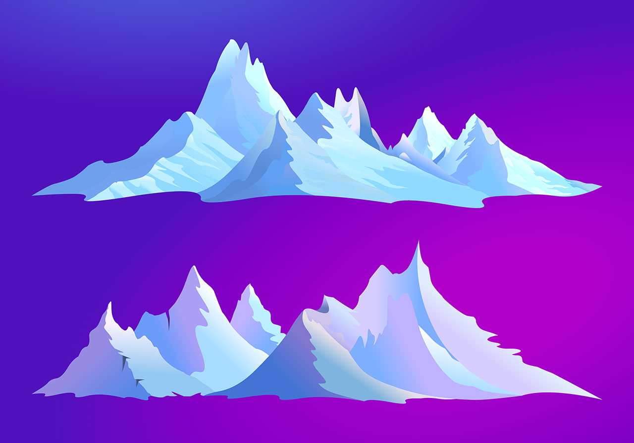 Peaks, hills, mountains vector graphic. Mountains, hills at moonlit night vector graphic. Two distinct, stylized mountain ranges vector graphic. A series of jagged, sharp peaks vector graphic. Vector graphic with CC0 license, best for a variety of projects, including designs, animations, and more.