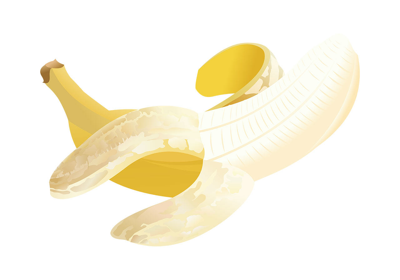 Peeled banana fruit vector graphic. Ripe, yellow banana fruit vector graphic. A single, partially peeled banana fruit vector graphic. Beautiful ripe fruit vector graphic. Vector graphic with CC0 license, best for a variety of projects, including designs, animations, and more.