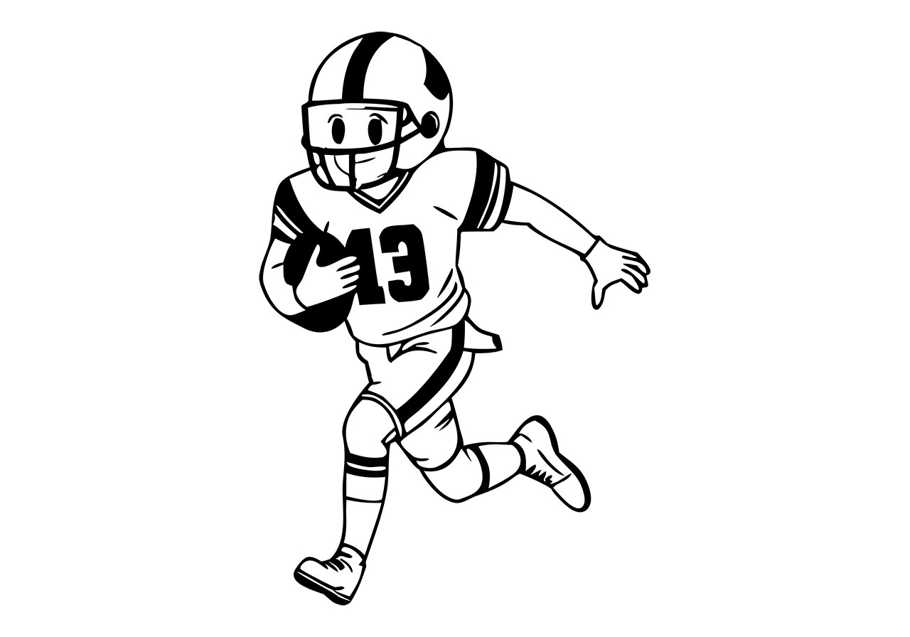 Player clip art vector graphic. Black and white American football game player clip art vector graphic. Sport player line art vector graphic. Black and white clip art, line art vector graphic. Vector graphic with CC0 license, best for a variety of projects, including designs, animations, and more.