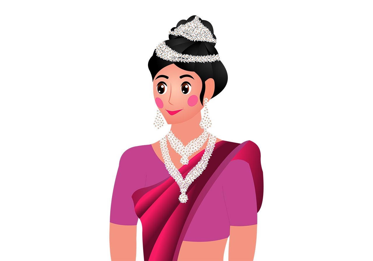Princess, queen, cartoon vector graphic. Fairytale princess, character vector graphic. A young, cartoon princess wearing a saree vector graphic. Vector graphic with CC0 license, best for a variety of projects, including designs, animations, and more.