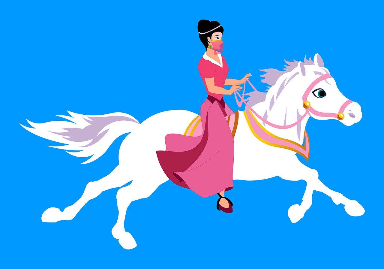 Princess riding horse vector graphic. Fairytale princess riding a horse vector graphic. A cute cartoon princess riding a white horse vector graphic. Princess, queen, character vector graphic. Vector graphic with CC0 license, best for a variety of projects, including designs, animations, and more.