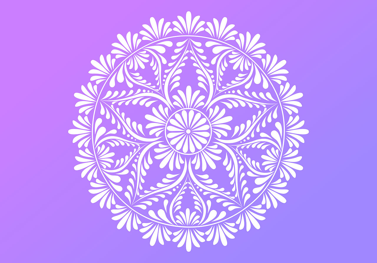 Rangoli, design, alpana vector graphic. Auspicious alpana design on a purple background vector graphic. Stunning rangoli design vector graphic. Vector graphic with CC0 license, best for a variety of projects, including designs, animations, and more.