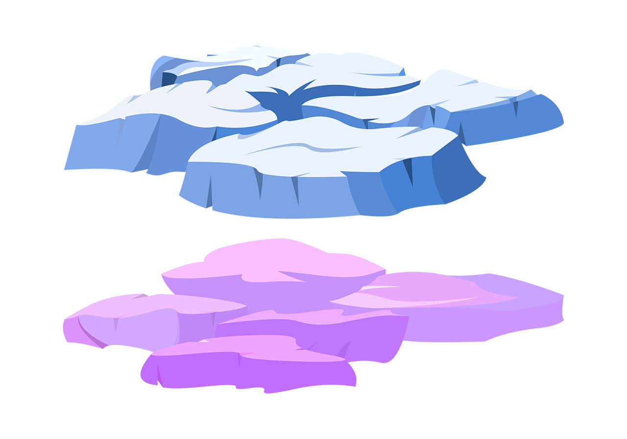 Rocks, stones, boulders vector graphic. A set of blue and pink rocks vector graphic. Two distinct clusters of abstract, crystalline forms of rock vector graphic. Vector graphic with CC0 license, best for a variety of projects, including designs, animations, and more.