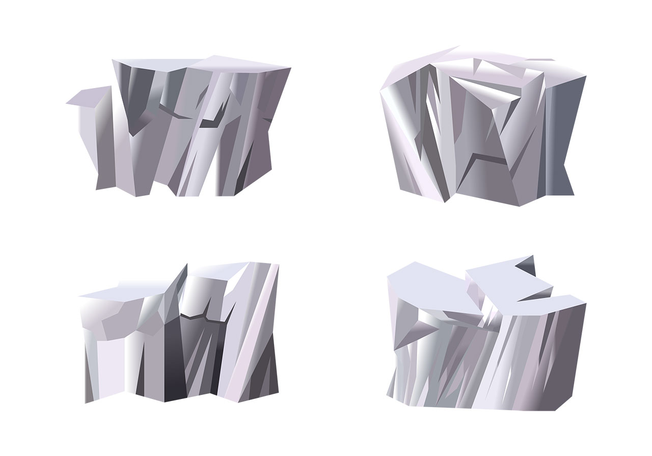 Stones, marble rocks vector graphic. Set of white marble rocks, stones, boulders vector graphic. Four distinct, stylized marble rocks vector graphic. Beautiful rocks, stones vector graphic. Vector graphic with CC0 license, best for a variety of projects, including designs, animations, and more.