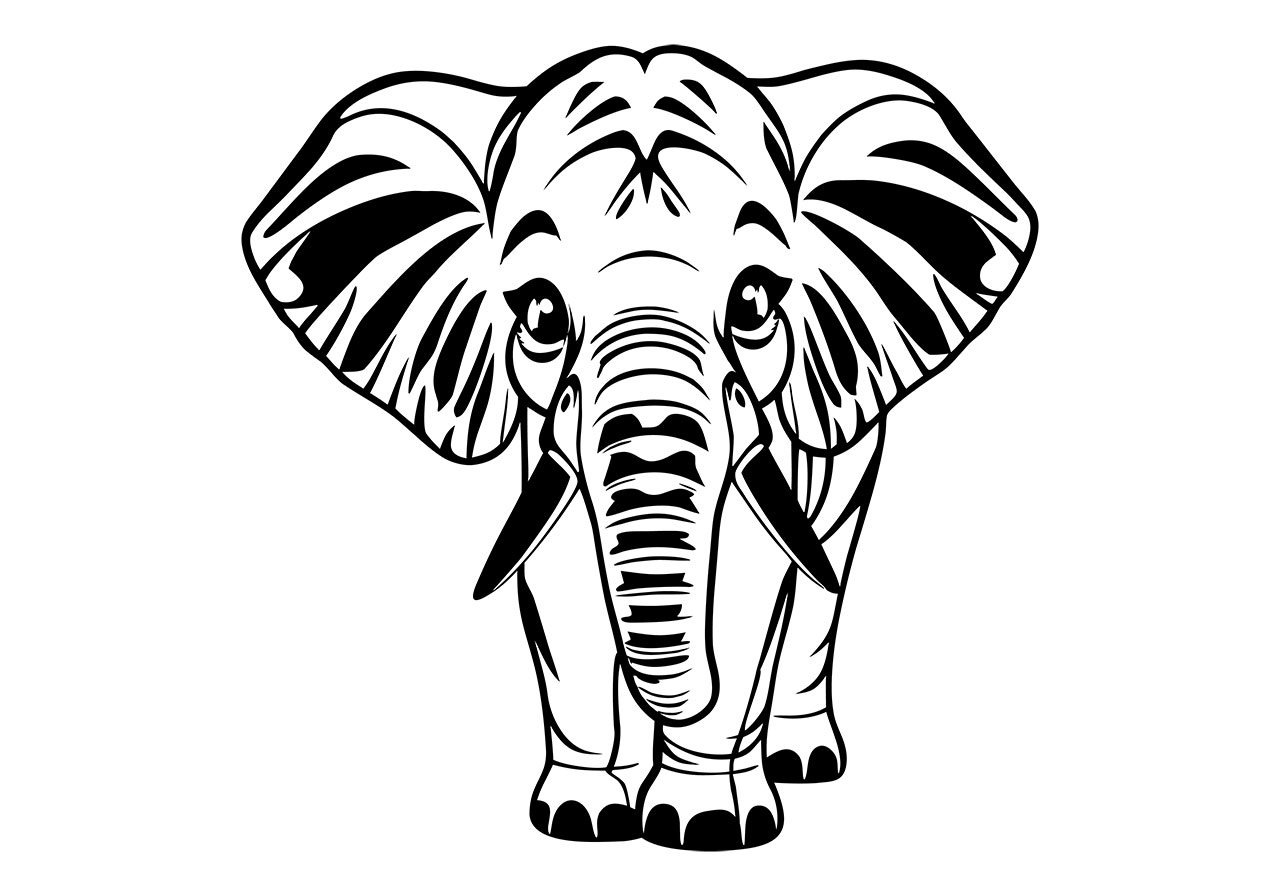 Baby elephant calf vector graphic. Beautiful calf line art vector graphic. Black and white cute calf clip art vector graphic. Baby elephant, animal vector graphic. Vector graphic with CC0 license, best for a variety of projects, including designs, animations, and more.