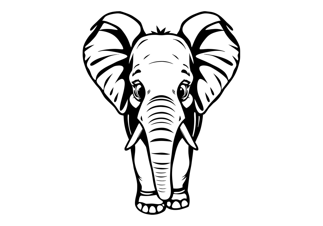 Calf clip art vector graphic. Baby elephant clip art vector graphic. Black and white calf line art vector graphic. Cute elephant, animal vector graphic. Vector graphic with CC0 license, best for a variety of projects, including designs, animations, and more.