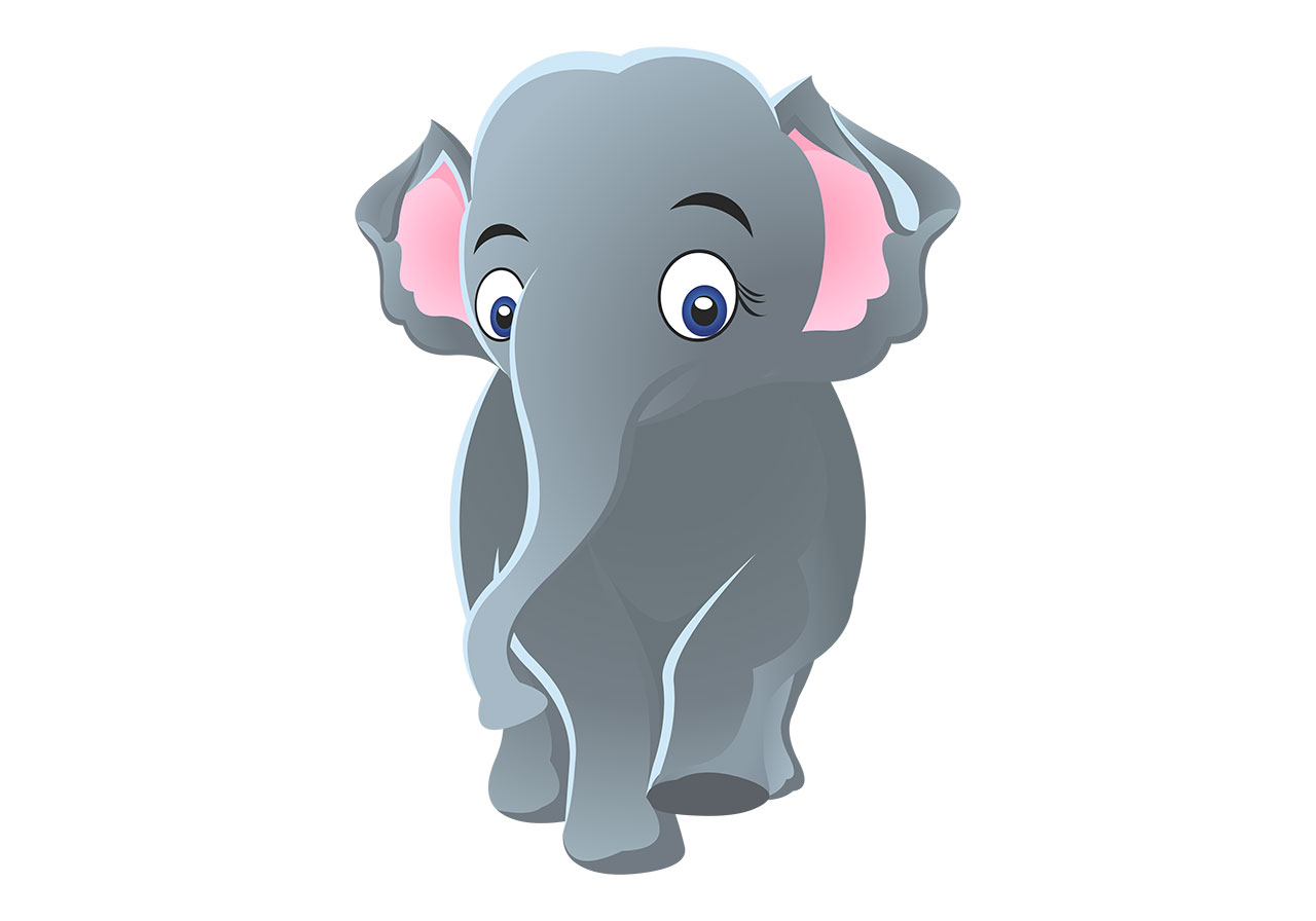 Elephant, calf, animal vector graphic. A young, grey elephant with large, floppy ears, vector graphic. An elephant cub vector graphic. A cute baby elephant in grey colour vector graphic. Vector graphic with CC0 license, best for a variety of projects, including designs, animations, and more.