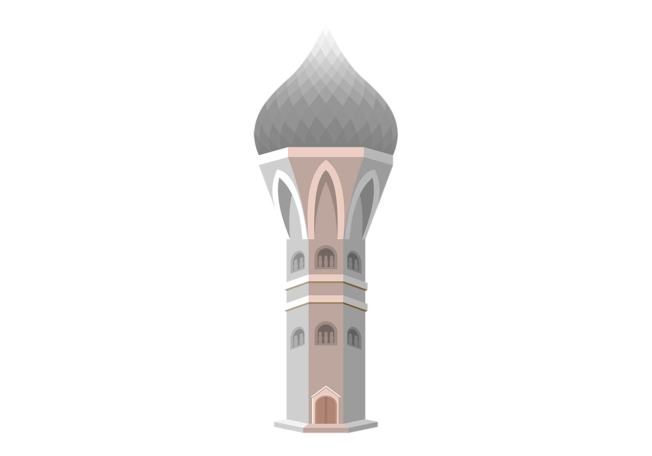Miner, fort, tower vector graphic. Fairytale tower, miner vector graphic. Cartoon fort vector graphic. A beautiful church tower vector graphic. Vector graphic with CC0 license, best for a variety of projects, including designs, animations, and more.