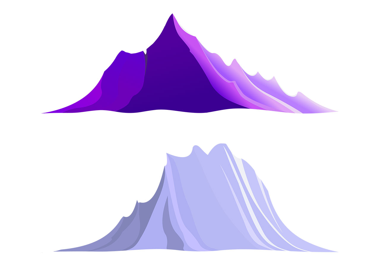 Mountain ranges, mountain vector graphic. Set of mountains vector graphic. A set of jagged, smaller peaks mountain vector graphic. Mountains, hills, peaks vector graphic. Vector graphic with CC0 license, best for a variety of projects, including designs, animations, and more.