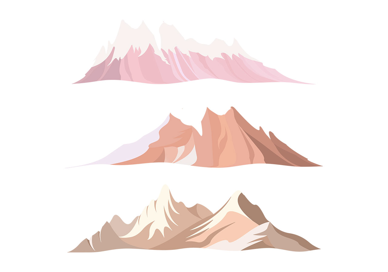 Mountains, peaks, hill vector graphic. Beautiful sandstone mountains vector graphic. Set of mountain ranges vector graphic. Snowy mountains vector graphic. Vector graphic with CC0 license, best for a variety of projects, including designs, animations, and more.