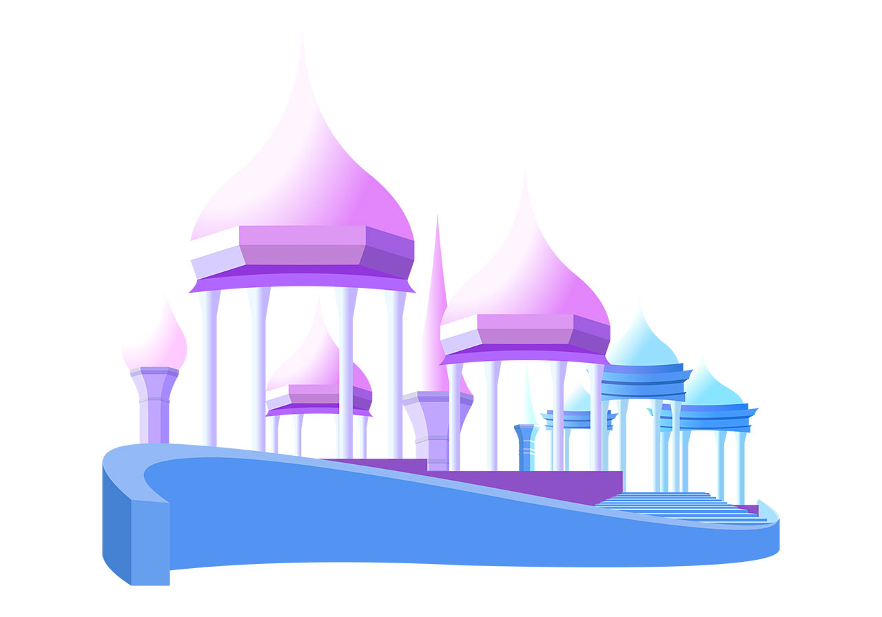 Palace, outdoor, fort vector graphic. Beautiful palace, outdoor architecture vector graphic. An architectural composition resembling a fantastical, ethereal pavilion or a cluster of miniature palaces vector graphic. Vector graphic with CC0 license, best for a variety of projects, including designs, animations, and more.