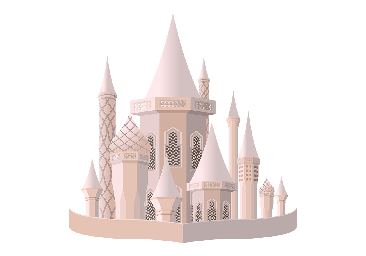 Temple, fort, castle vector graphic. Beautiful fairytale castle vector graphic. Stunning palace, temple, pagoda vector graphic. A stylized, fantastical castle vector graphic. Vector graphic with CC0 license, best for a variety of projects, including designs, animations, and more.